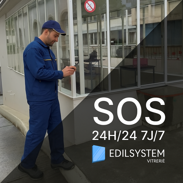 Vitrier professionnel à Genève en pleine intervention devant une façade vitrée. Spécialiste en installation et remplacement de vitrages sur mesure, garde-corps en verre, cabines et parois de douche, miroirs personnalisés, et dépannage SOS en urgence 24h/24 – 7j/7. Service rapide, fiable et de qualité signé EDILSYSTEM Vitrerie.